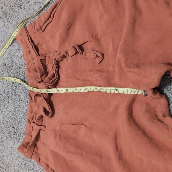 Madewell Linen Blend Burnt Orange Paperbag Pants Women's size 8 Waist Tie - Picture 11 of 13